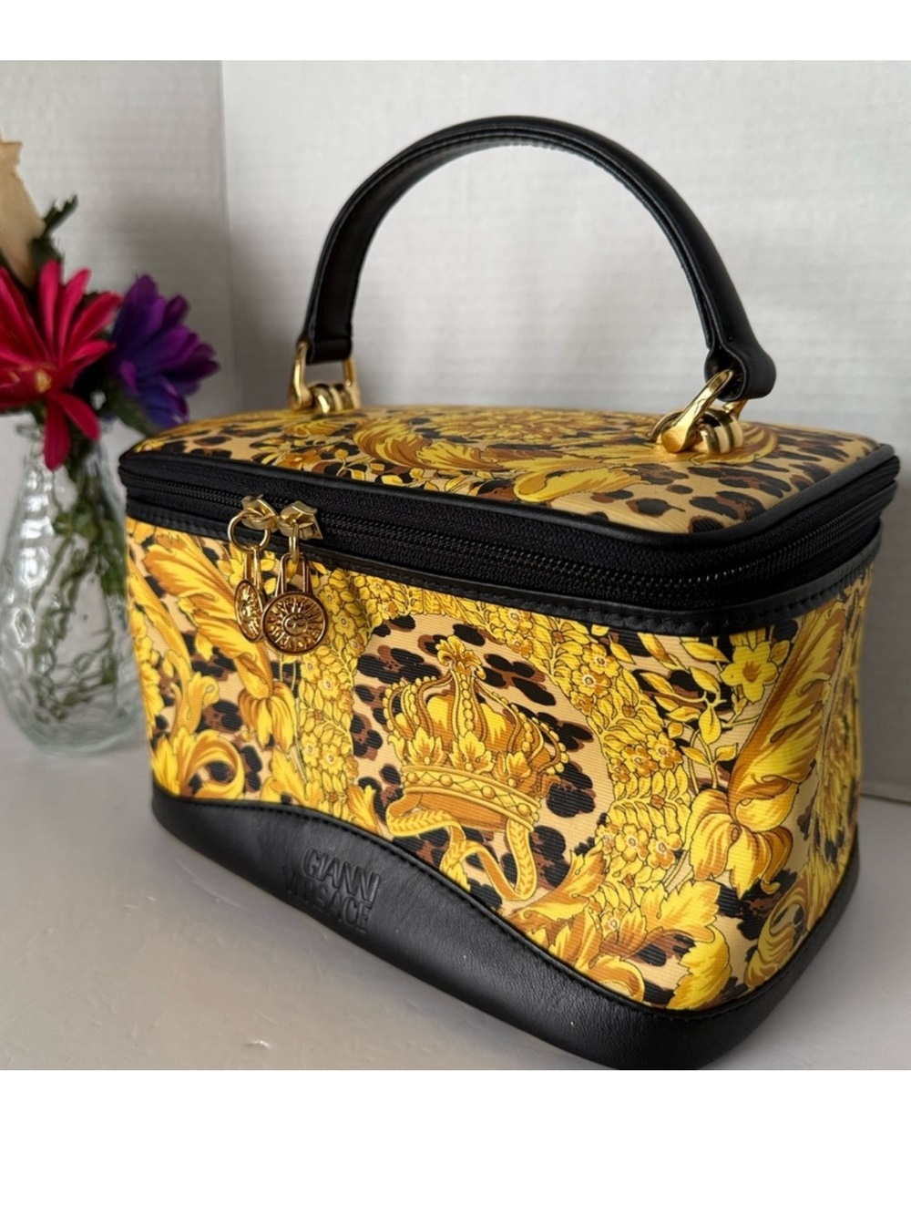 Authentic Versace Black and Gold Mini Bag.